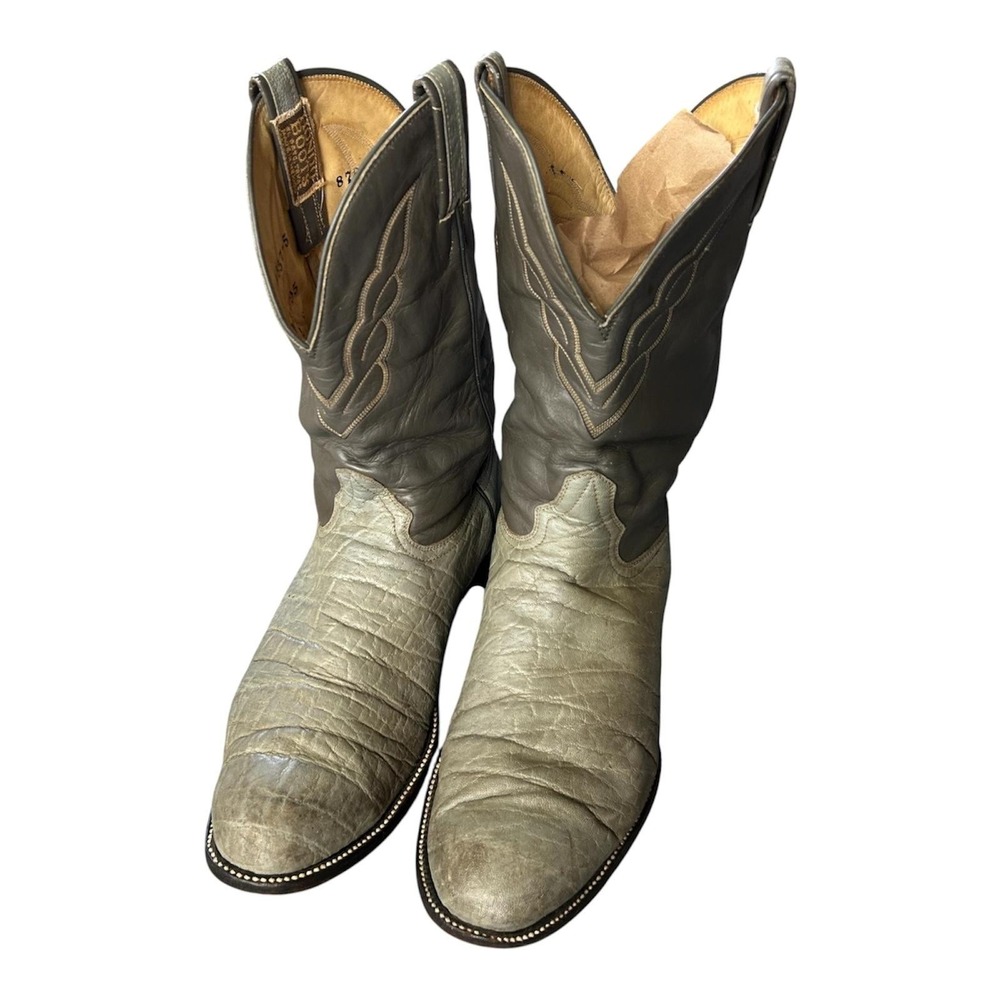 Hondo Boots Vintage Exotic Leather Cowboy Western Boots Gray USA Mens 12D - Picture 3 of 16